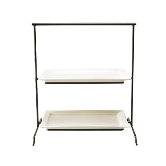 2 Tier Iron Stand with 11x16 Rectangular Platters
