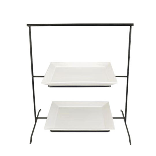 2 Tier Iron Stand with 14 Square Platters