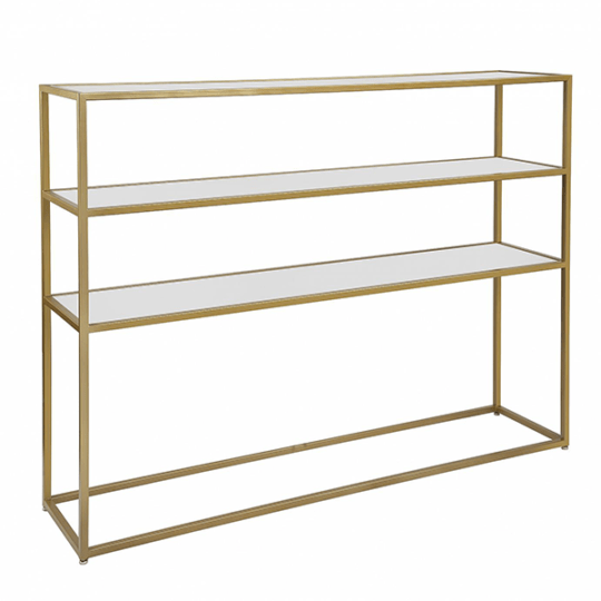 Bar Back 3 Shelf Plexi Gold Frame White