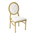 Louis Chair Gold - White Tufted Back