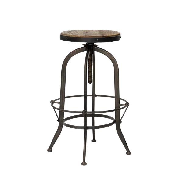 Post-Industrial Wood Barstool - Event Rental Group